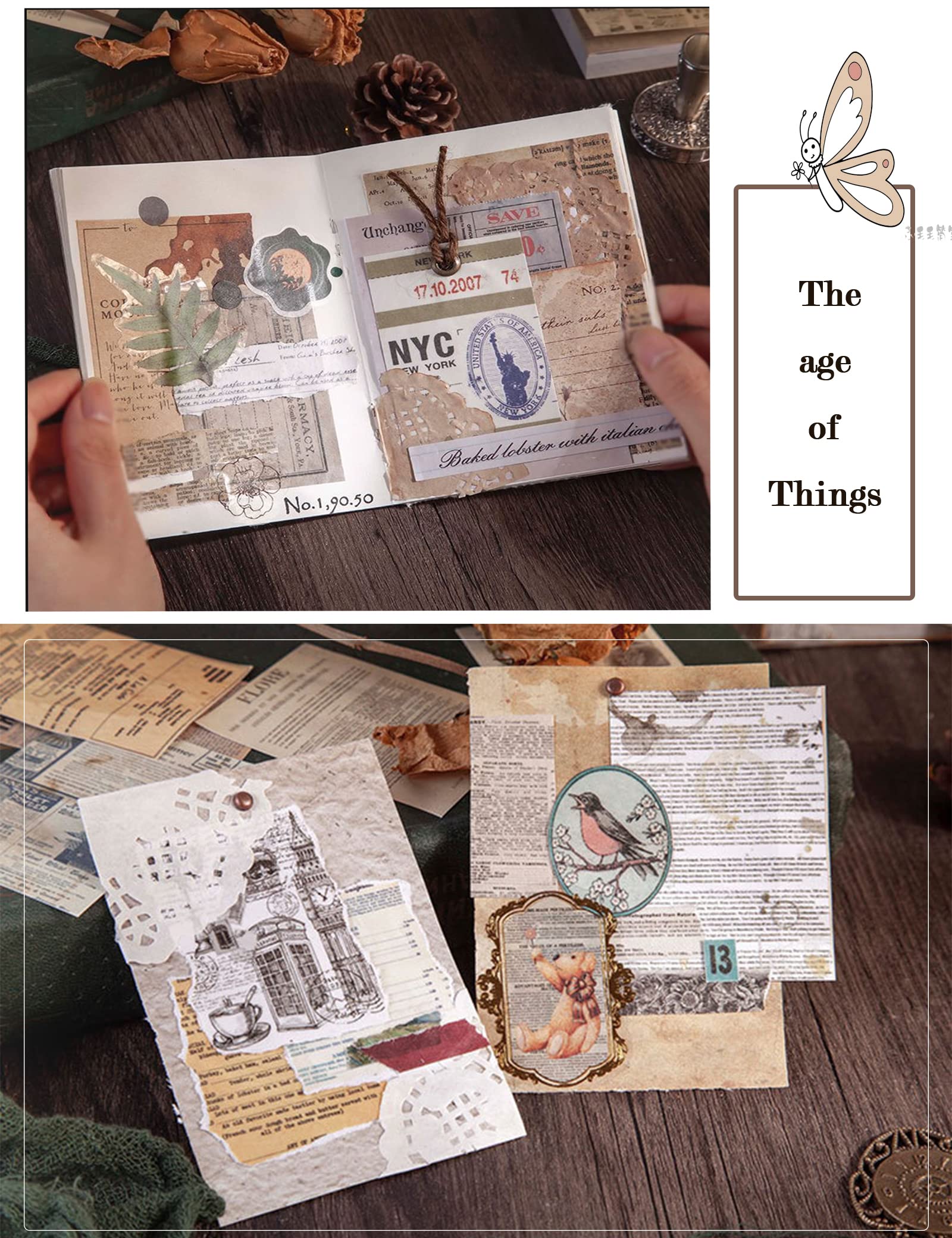 Amazon.co.jp: ステッカーブック コラージュ 素材 フレークシール 粘着