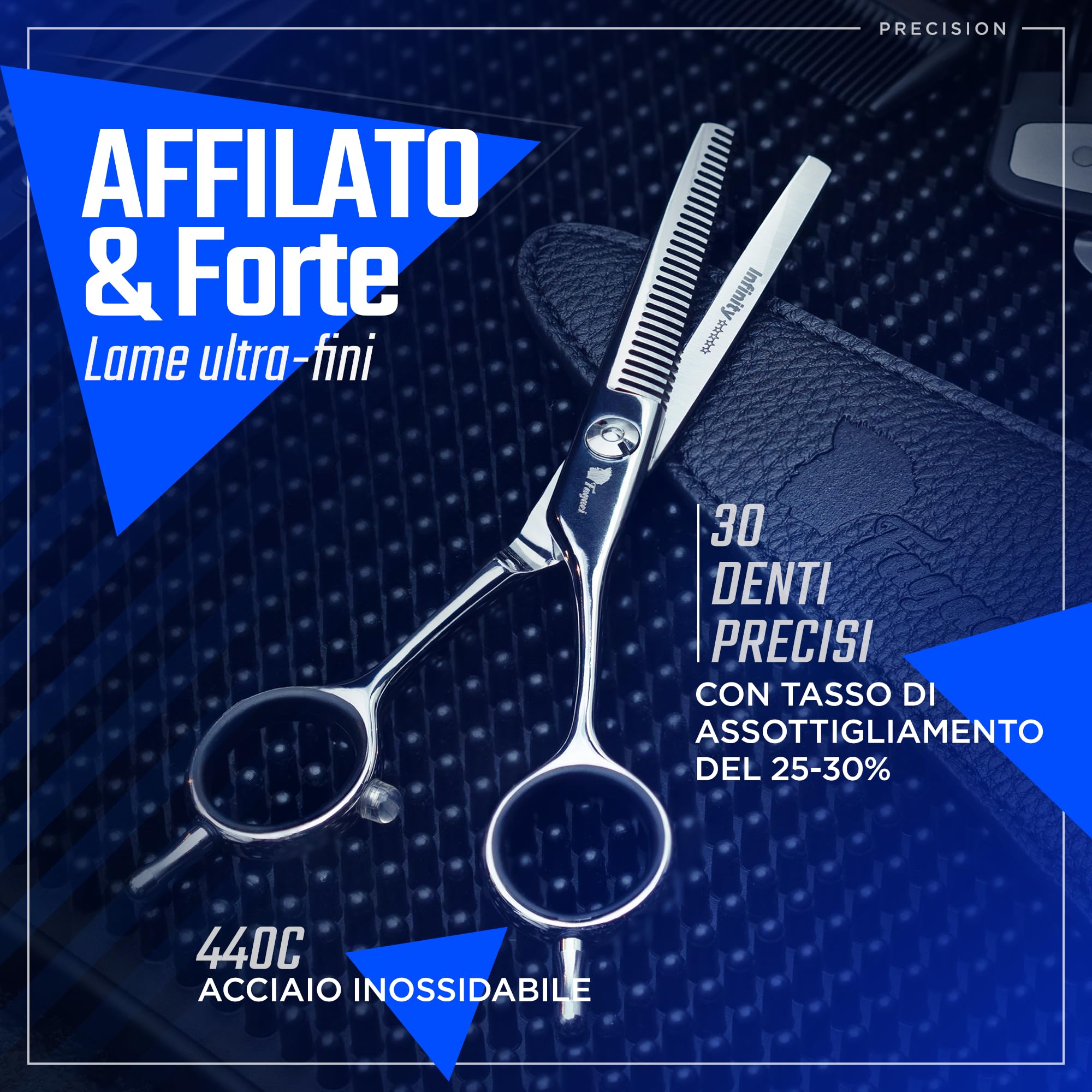 Fagaci Forbici per Sfoltire i Capelli 6" con Acciaio 440C, Forbici Parrucchiere Professionali Barbiere Estrema Affilatura e Tagli Precisi, Lame Sottili