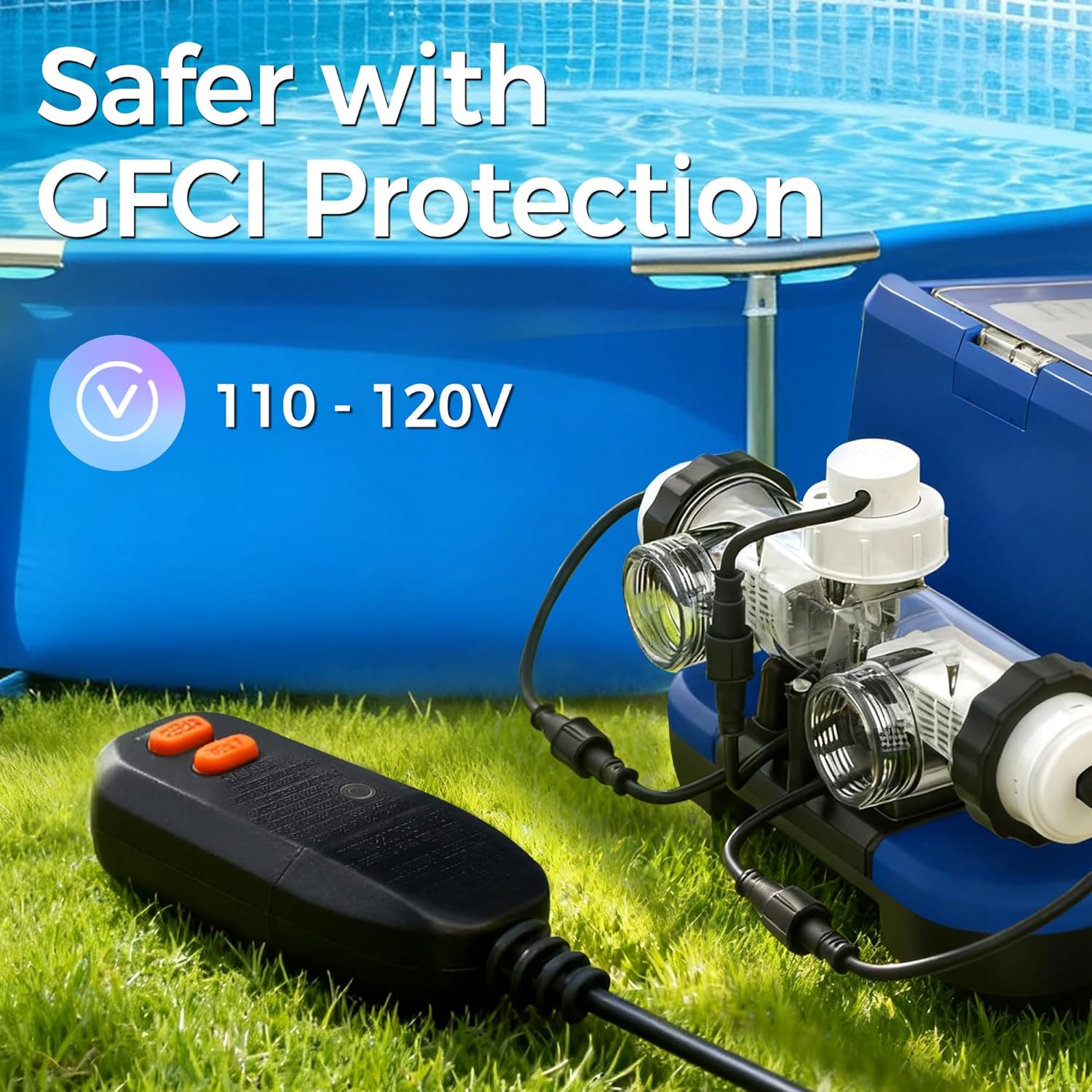 Saltwater Pool Chlorinator System for Above Ground Pools up to 20,000 Gallons - 110V GFCI Salt Chlorine Generator with Auto Clean, Salinity Sensor & 12H Timer, Easy Installation Complete Kit
