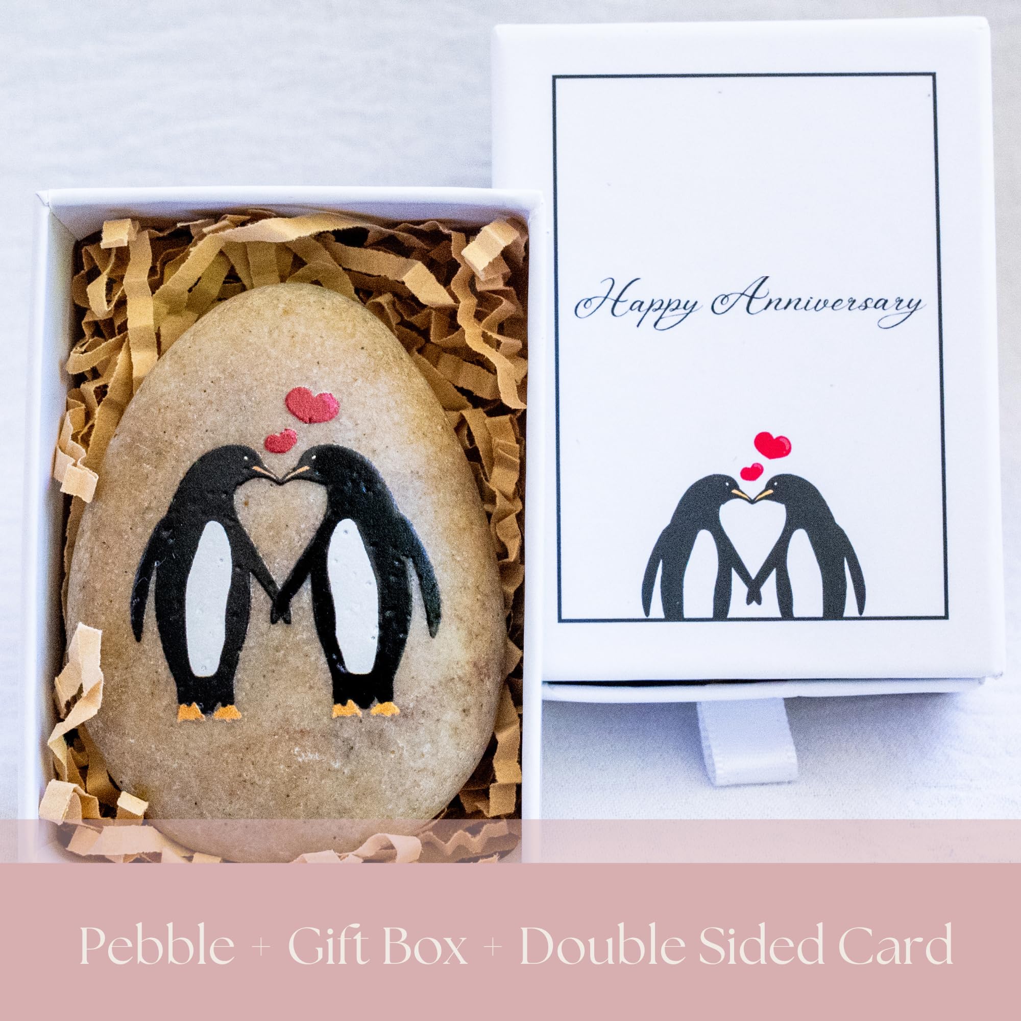 Wedding Anniversary Penguin Pebble Gift - Years Down, Forever to Go Card & Happy Anniversary Box Unique Gift for Husband, Wife, Boyfriend, Girlfriend 1st 10th 25th 50th - Image 4
