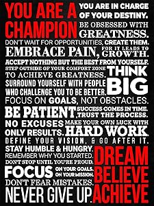 A Champion's Mantra Motivational Poster - Sized 12 x 16 Inch - Inspirational Wall Art for Guys, Teens, Entrepreneurs, Working Out