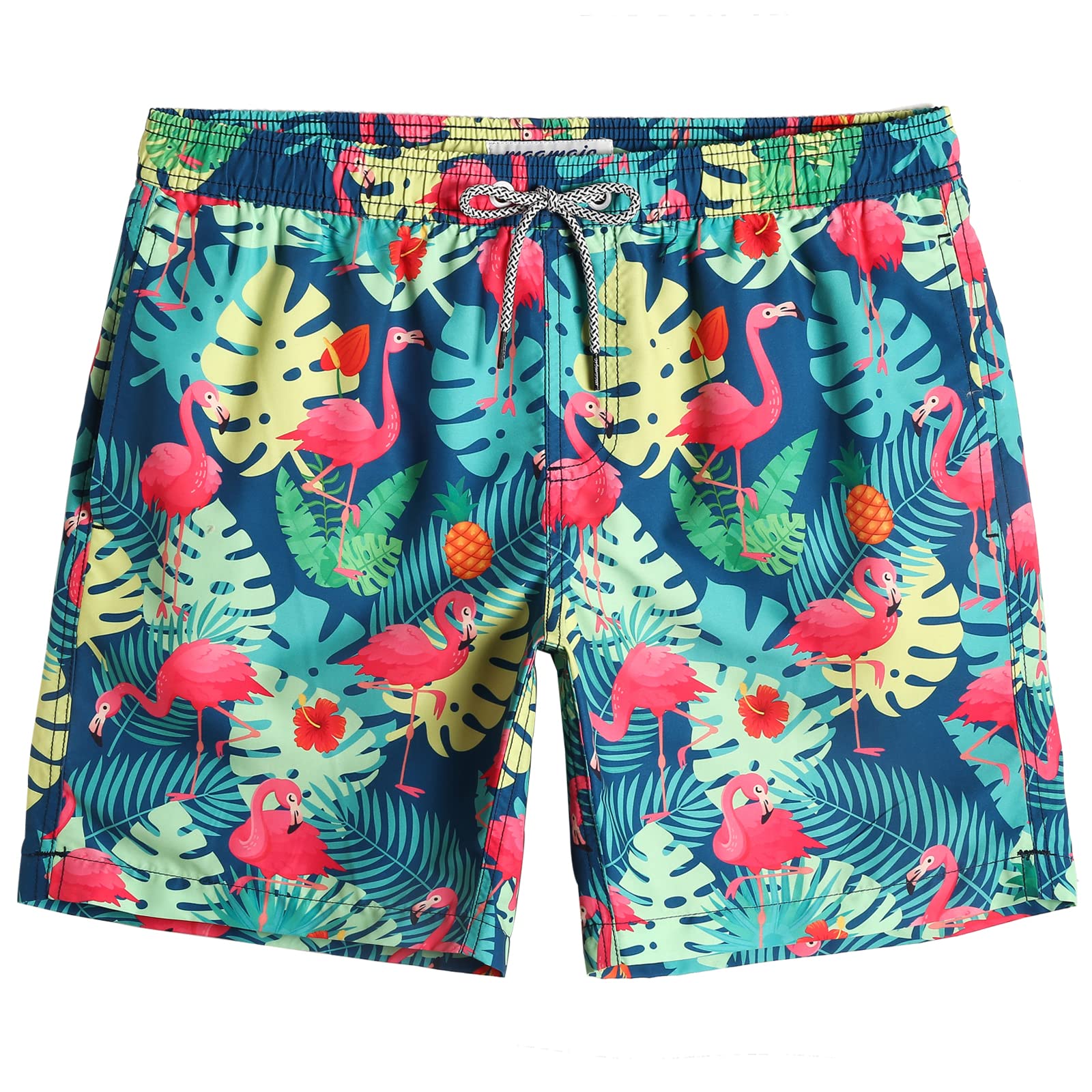 MaaMgic Pantaloncini Da Bagno Uomo Con Stampa Ananas – Asciugatura Rapida, Fodera In Mesh, Tasche, Multicolore Pesce, Taglia 7 - 3