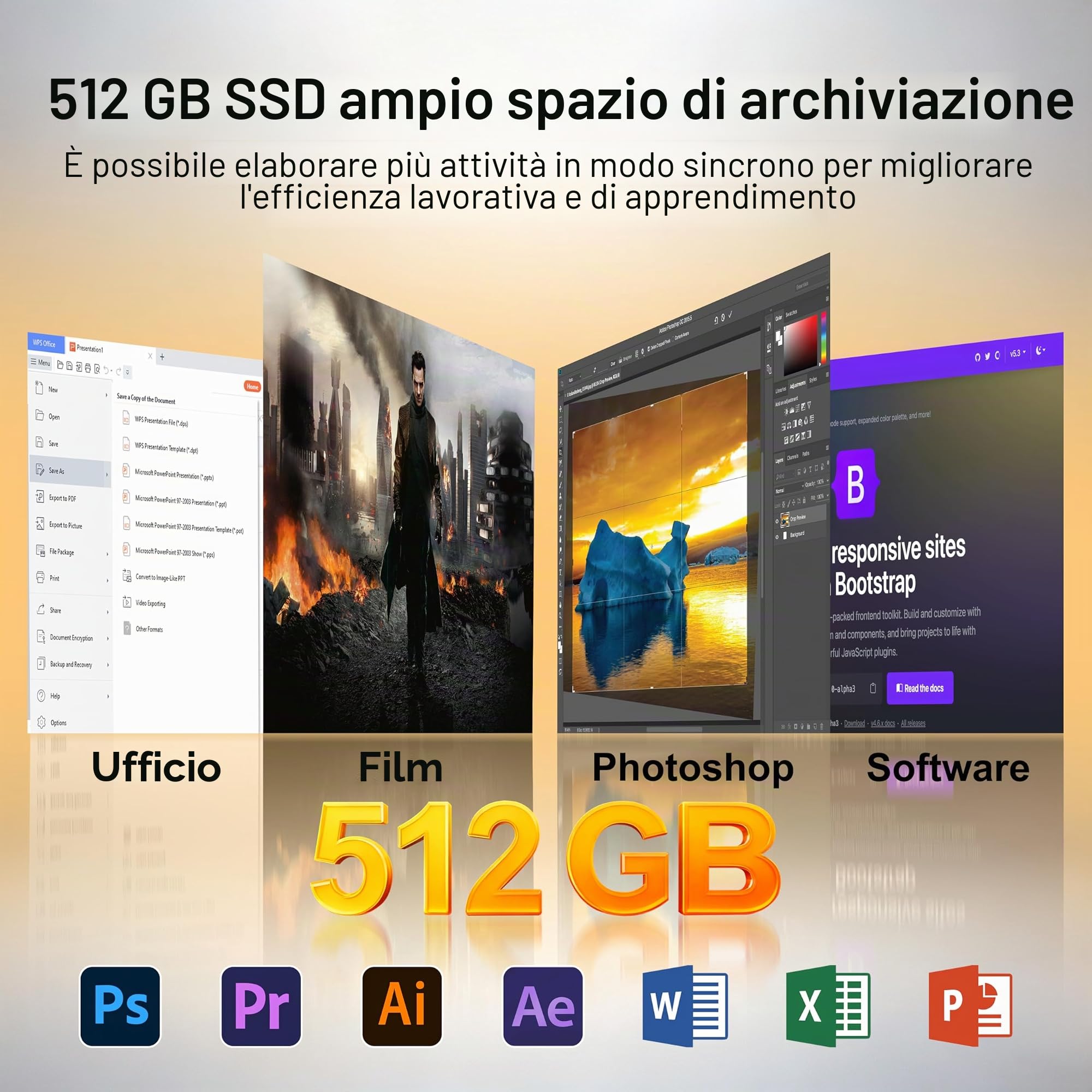 27 Pollici All in One PC Ryzen 5 7640HS (fino a 5.0GHz) 6 Core Processore Computer All in One 16GB RAM 512GB SSD con Webcram WiFi6 Bluetooth5.3 Wired Keyboard & Mouse