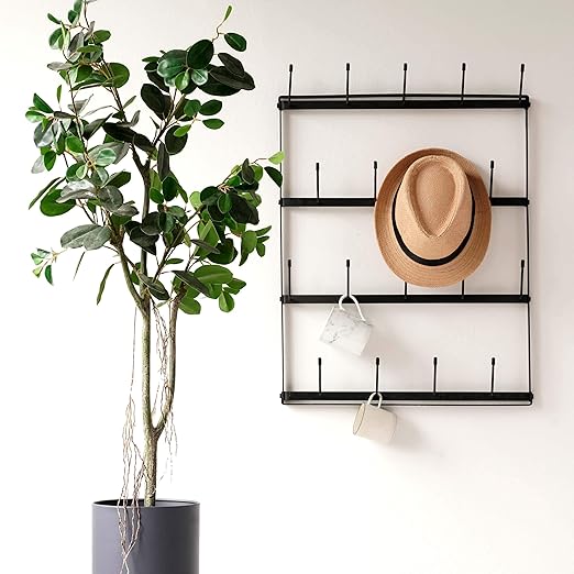 HBCY Creations Rustic Wall Mounted Coffee Mug Rack Wall