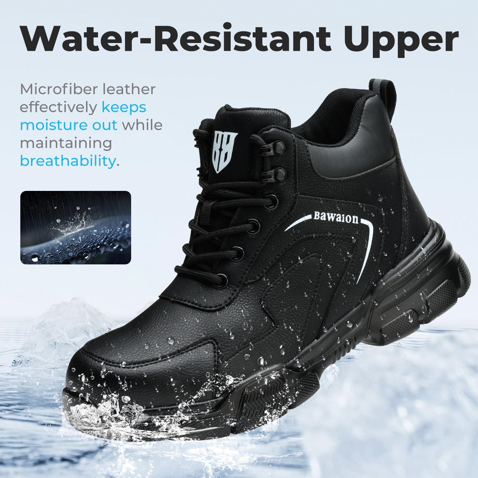 Nasogetch Scarpe Antinfortunistiche Uomo Donna Alte Scarpe da Lavoro Impermeabile Stivali da Lavoro Leggere Comode con Punta in Acciaio