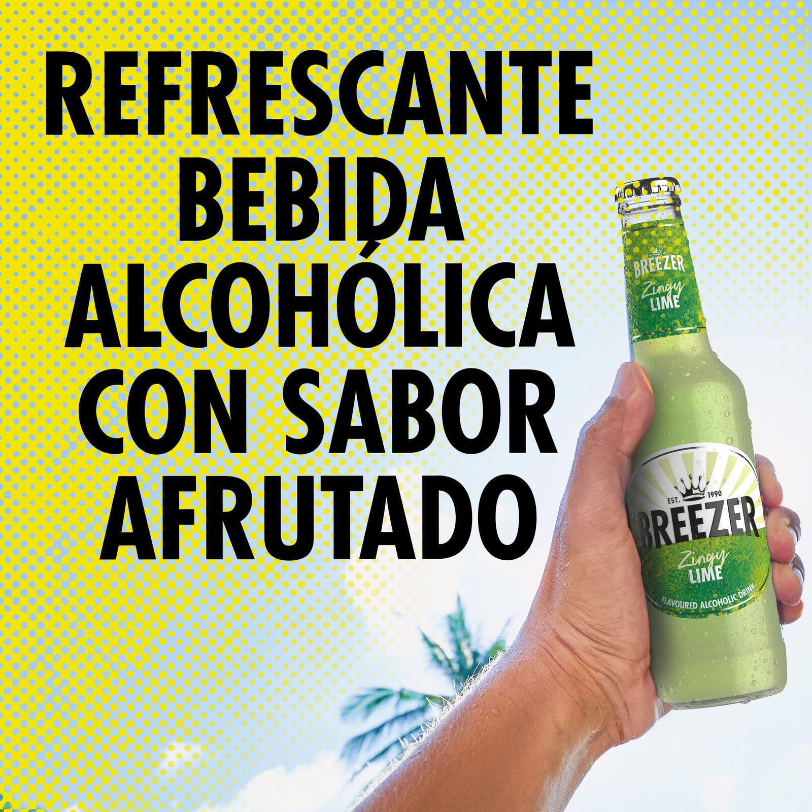 BREEZER Zingy Bebidas Alcohólicas Sabor Lima, 4% ABV, 24 x 27.5cl / 275ml, Bebidas alcohólicas saborizadas, Listas para Tomar
