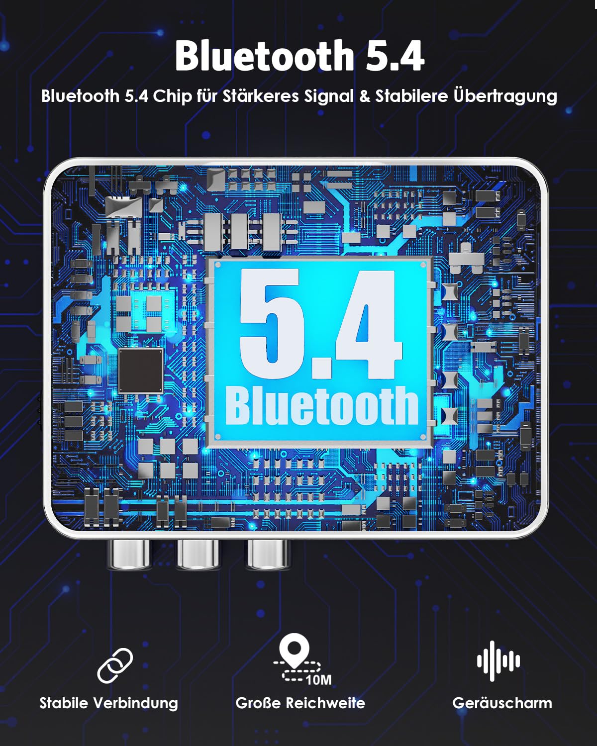 Bluetooth 5.4 Sender Empfänger, 3-in-1 Bluetooth Adapter mit AUX/RCA/Optisch, Low Latency Audio Transmitter Receiver für TV, Stereoanlage, Unterstützt TF-Karte USB, AUX Blue-Tooth Adapter