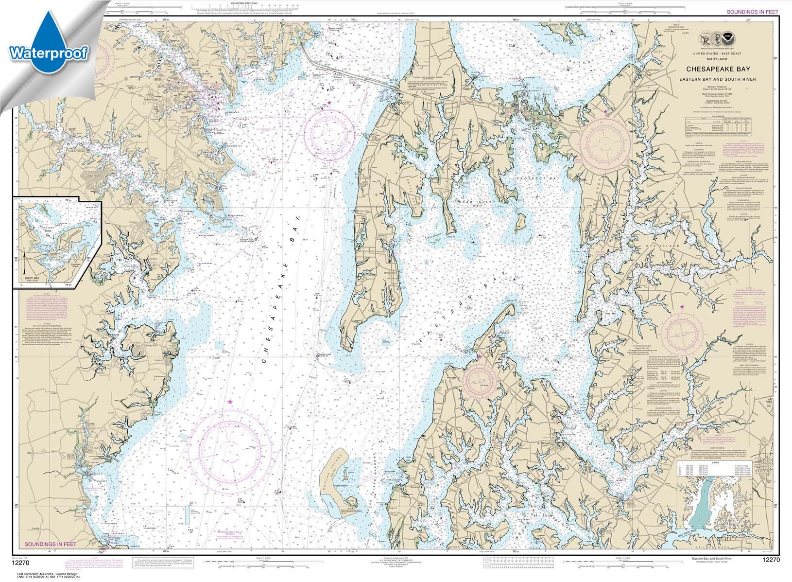 NOAA Chart 12270: Chesapeake Bay Eastern Bay and South River; Selby Bay, 35.5 X 48.3, Waterproof