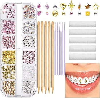 Amazon.co.jp: Ruzimiv 歯のクリスタルキット、歯の宝石セット、透明な