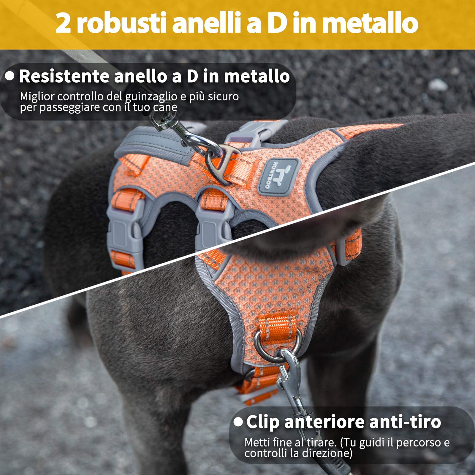 Huntboo Pettorina per cani a prova di fuga, pettorina per artisti della fuga, pettorina completamente riflettente con impugnatura imbottita, traspirante, regolabile per cani di piccola taglia