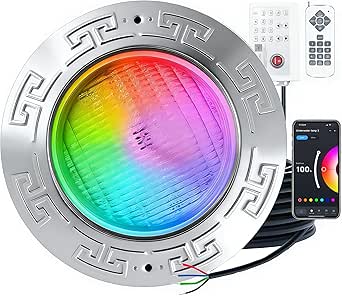 Pool Lights for Inground Pool, LED Swimming Spa Lights with Controller, 10 Inch, RGB Multicolor, 120VAC, 60W, 50ft Cord