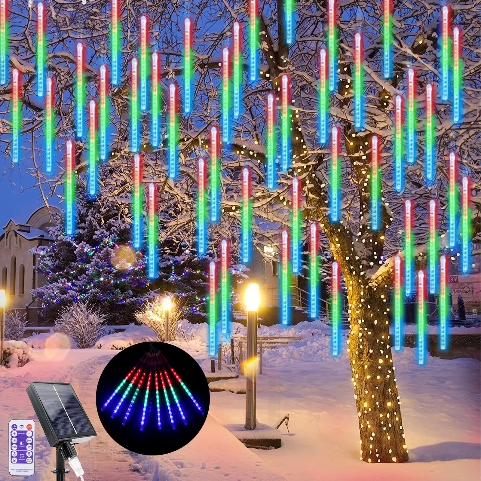 Meteorenregen Vallende Regen Verlichting 30cm 10 Buizen 240 LEDs IP65 Waterdichte Sneeuwval LED Verlichting Kerstverlichting Druppel IJspegels voor Bruiloft Kerst Tuin Boom Huisdecoratie, Blauw