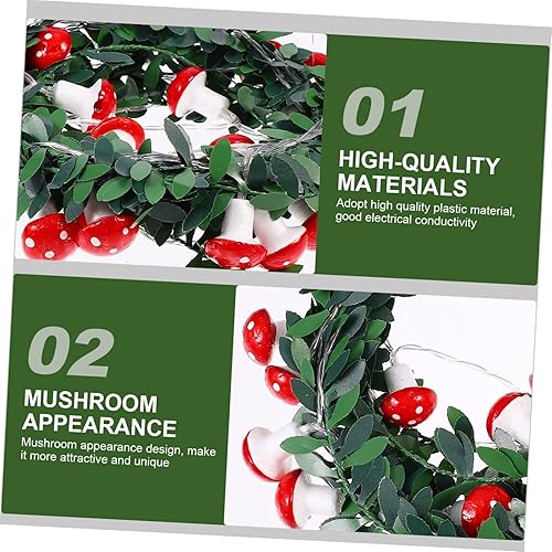 Miniatura 4 de OKUMEYR Cadena de iluminación de hongos con luces LED para cortina, guirnalda de hojas verdes, guirnalda de árbol colgante, luces verdes, luces de