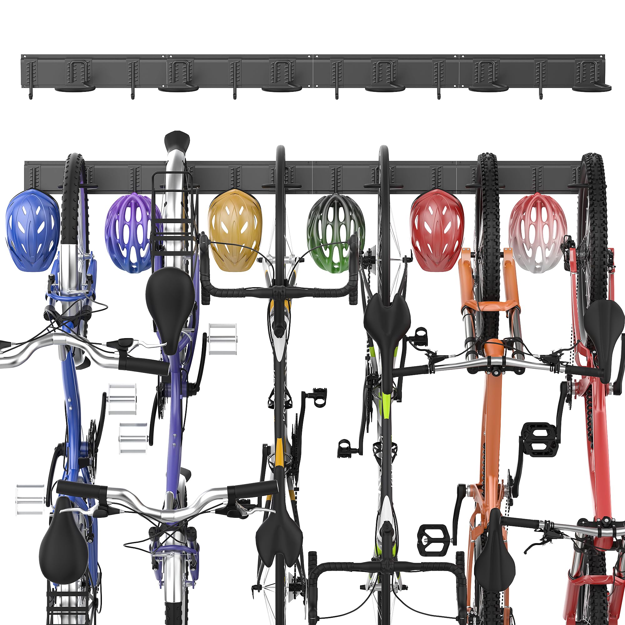Ultrawall Bike Storage Rack, Wall Mount Bicycle Rack Vertical Bike Hanger for Garage, Home, 6 Bike Racks & 6 Helmet Hooks, Holds Up To 660lbs