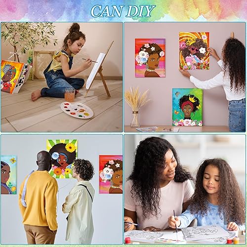 Miniatura 4 de 12 lienzos de contorno predibujados de 10 x 8 pulgadas, tableros de pintura estirados predibujados para pintar arte, recuerdos de fiesta para