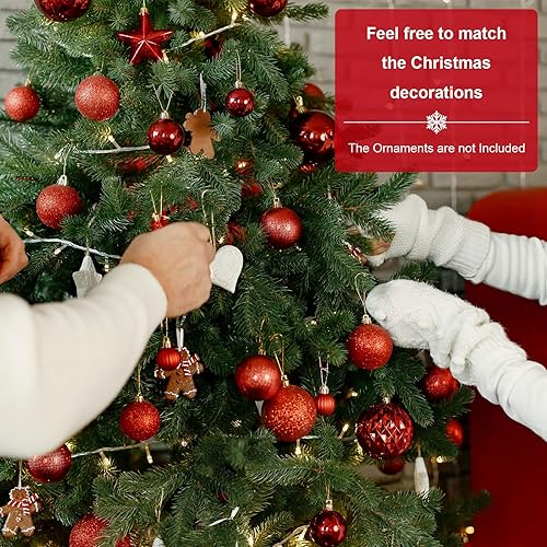 Miniatura 16 de Árbol de Navidad artificial de 6 pies sin encender, árbol de Navidad falso con bisagras con 1138 puntas de ramas y soporte de metal plegable, árbol