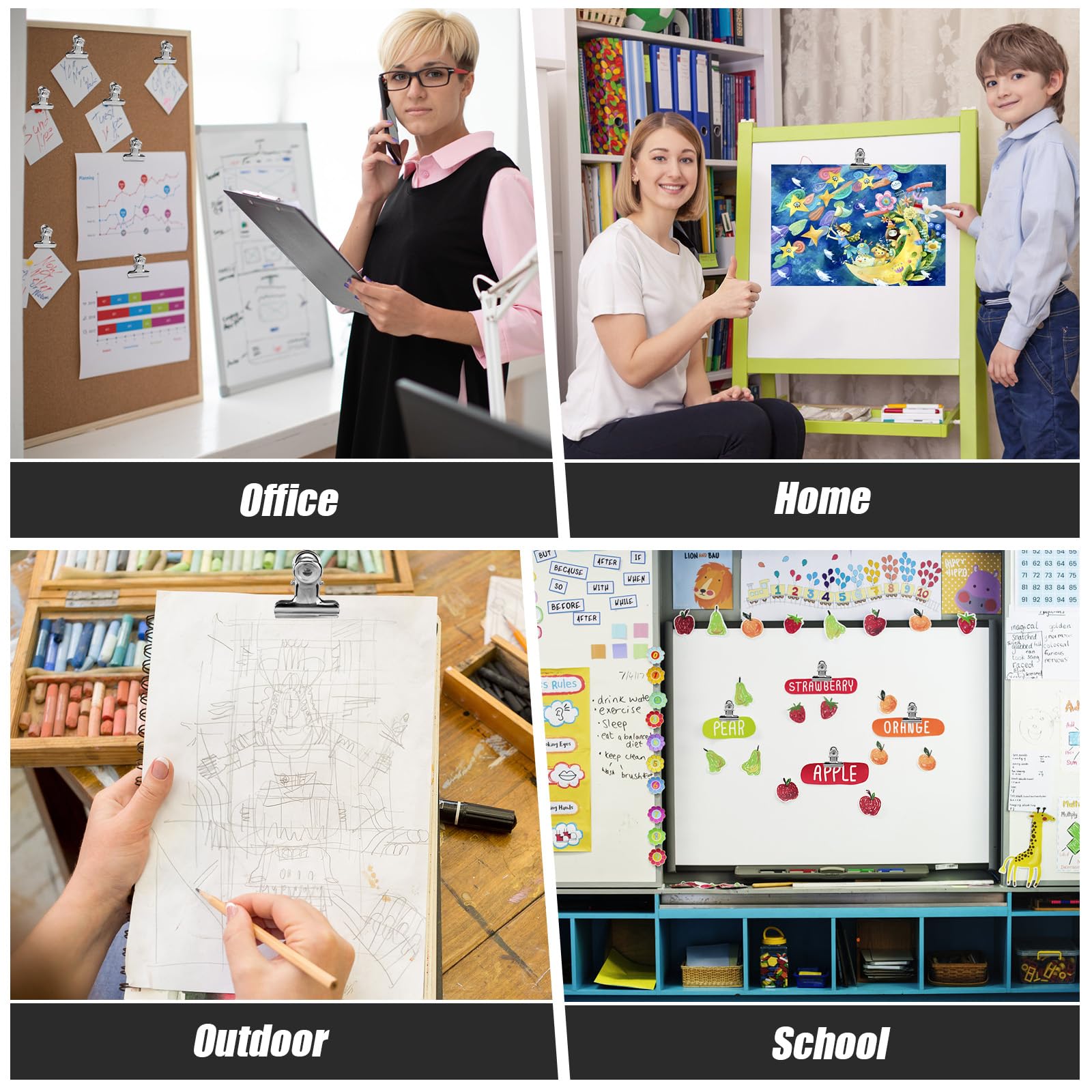 6 Clip Per Bulldog Clip Per Cerniera In Metallo Cartella Per Appunti Clip Per Borse In Acciaio Inossidabile Per Bacheca Per Ufficio Scolastico Artigianale O Parete Per Foto