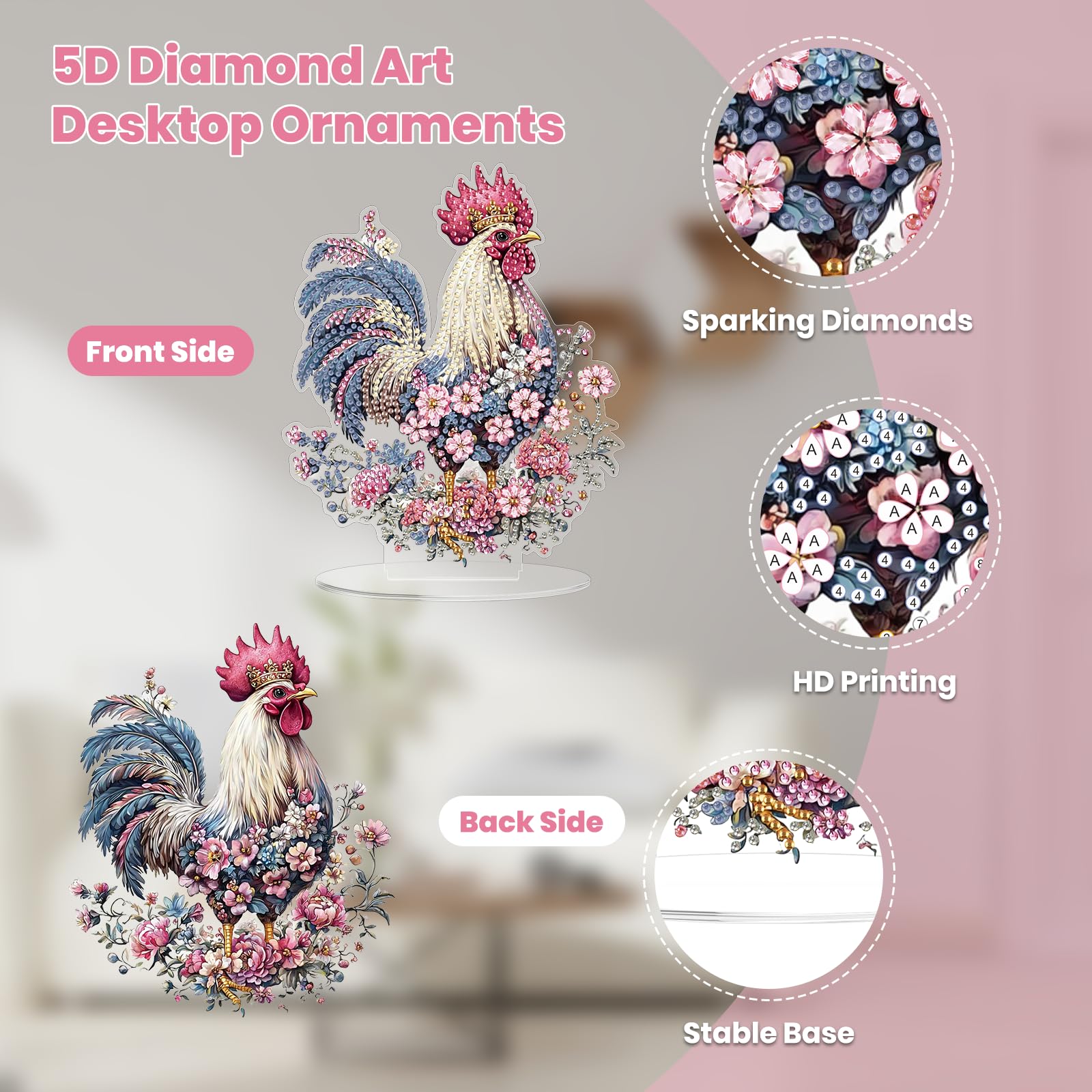 MOGTAA Chicken Diamond Art Desktop Ornaments - Image 2