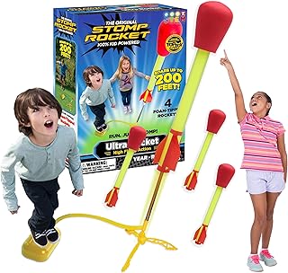 Stomp Rocket Original Ultra Rocket Launcher for Kids - Soars 200 Ft - 4 High Flying Rockets and Adjustable Launcher - Fun Outdoor Toy and Gift for Boys or Girls Age 5+ Years Old