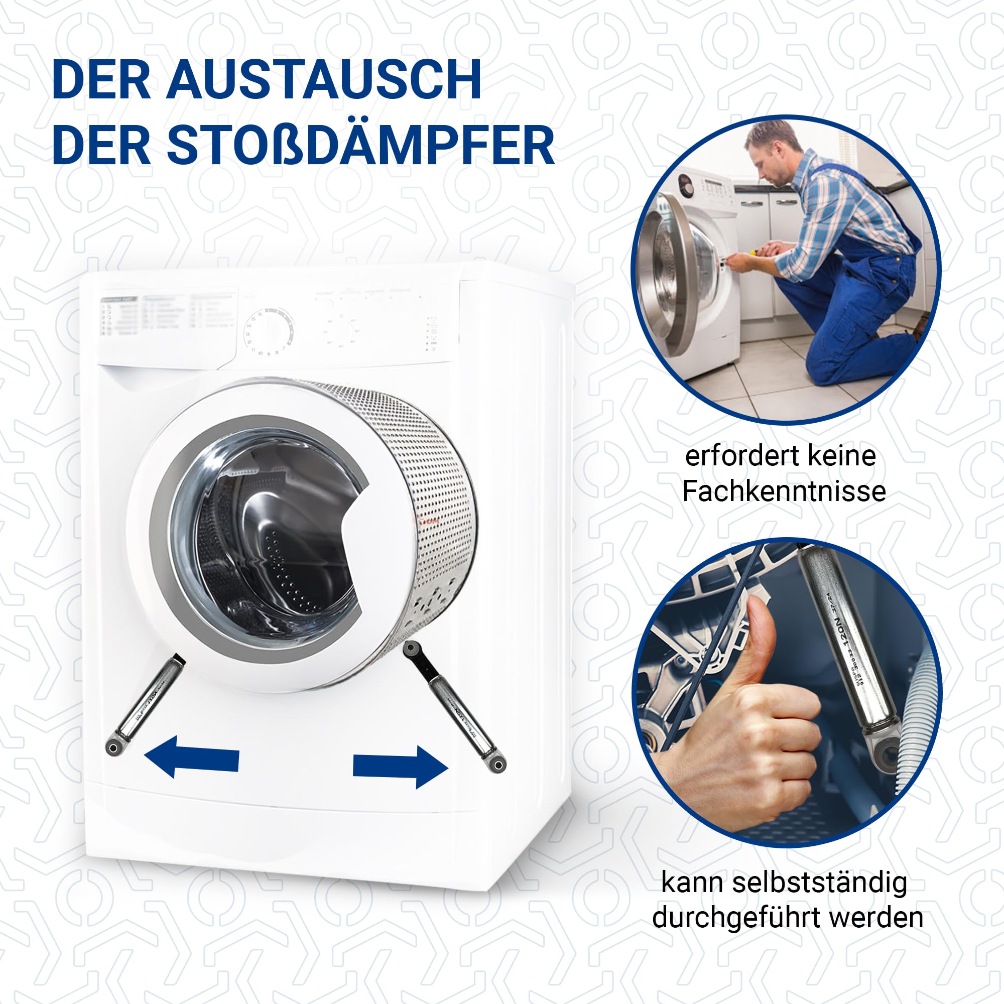 VIOKS 3x Stoßdämpfer Waschmaschine Ersatz für Miеle 7381924 07381920 SUSPA | Vibrationsdämpfer Schwingungsdämpfer Waschmaschinendämpfer Dämpfer, 8mm Bohrung 120N, für Waschmaschine