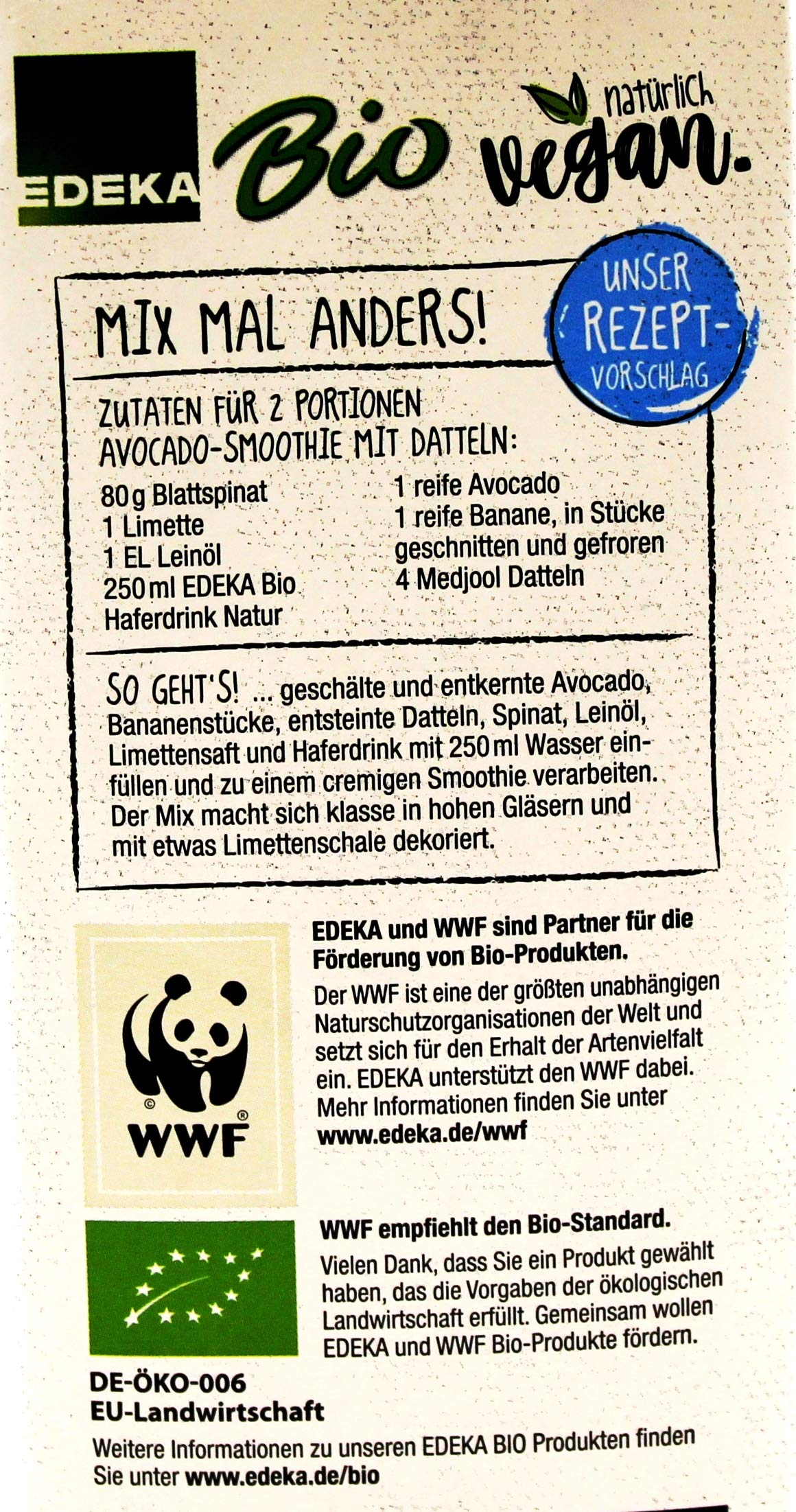 Edeka Bio Haferdrink, 8er Pack (8 x 1 l)