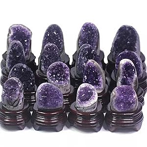 アメジスト 結晶塊 木製台座付き アメジスト天然紫色結晶塊 木製台座付き - メルカリ