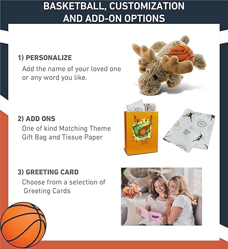 Miniatura 2 de DolliBu Animal de peluche de alce con peluche de baloncesto, alce suave y abrazable, adorable juguete de peluche para jugar, juguete de peluche