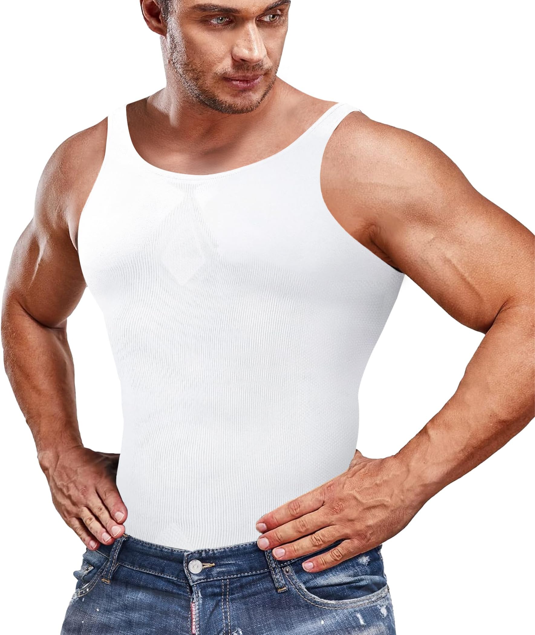 Men Compression Shirt Vest Slimming Body Shaper Seamless Undershirts Shapewear Workout Tank Tops