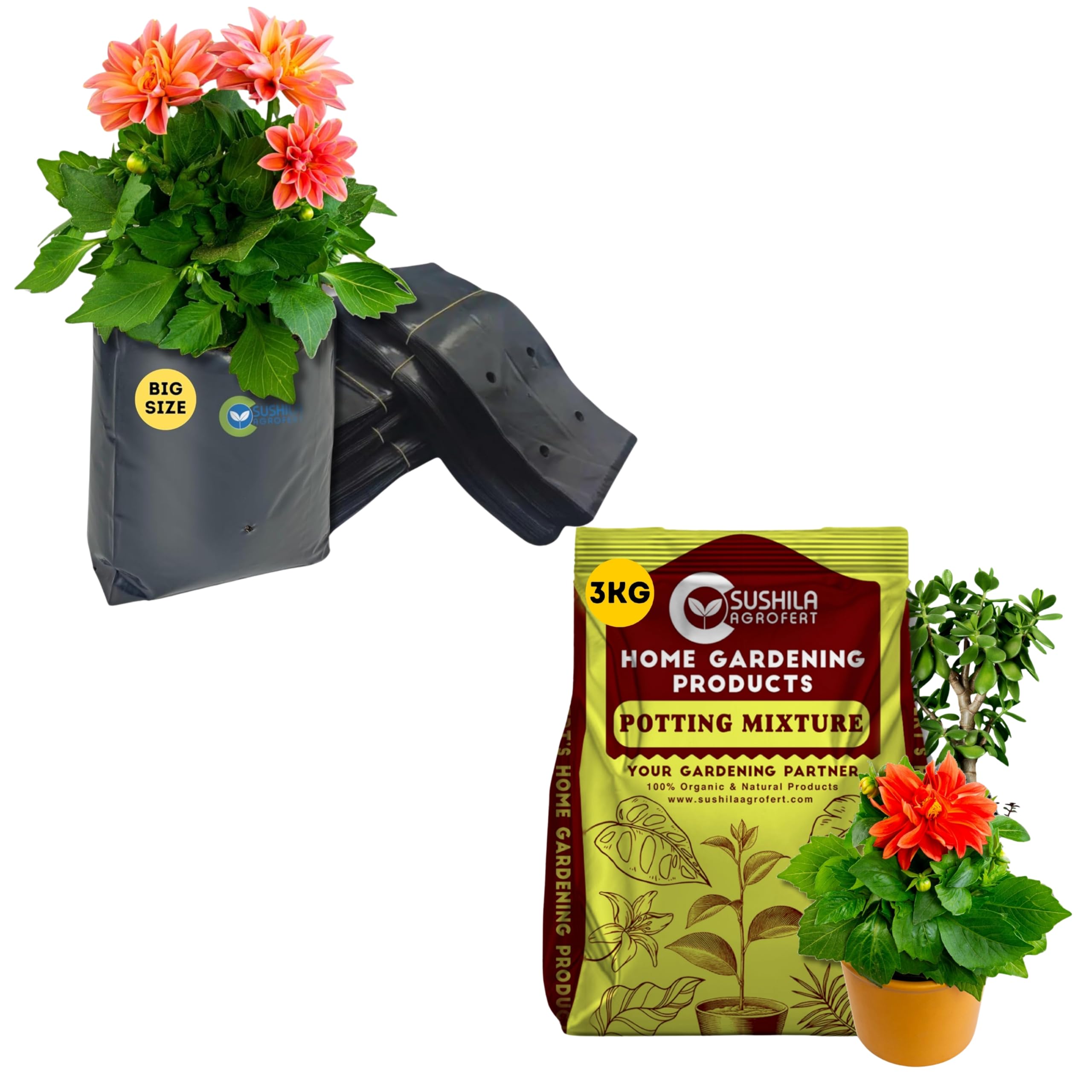 SUSHILA AGROFERT 10x10 Inch Uv Protected Plant Growing Bags for Seed Germination(500 Gram) Potting Mixture for Plant, Home Gardening Plant Media-3Kg-picture-15