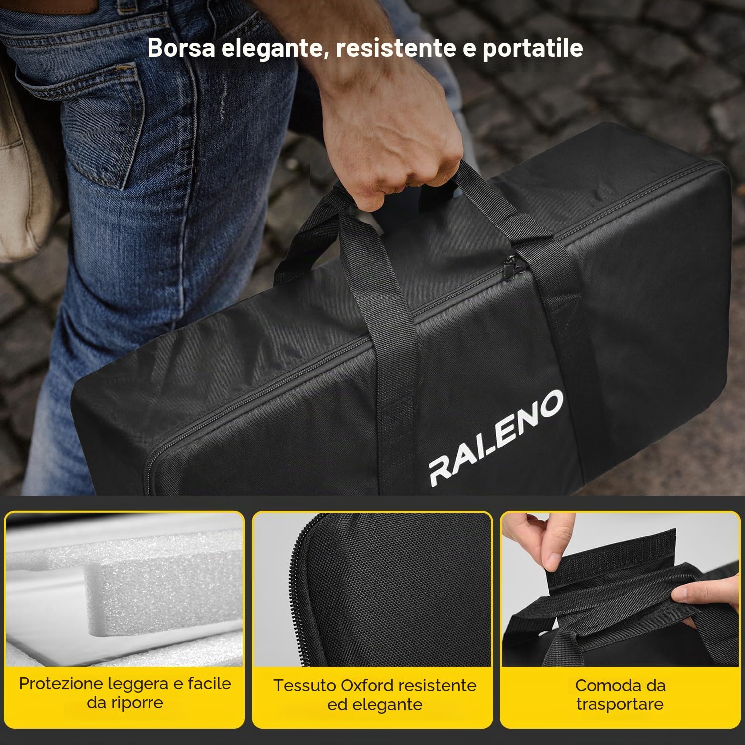 RALENO Luce Fotografica Kit di Illuminazione a 192 LED con Treppiede, Batteria Integrata da 8000mAh, 2500-6500K Bicolore Dimmerabile CRI95 per YouTube Fotografia Registrazioni Video in Studio