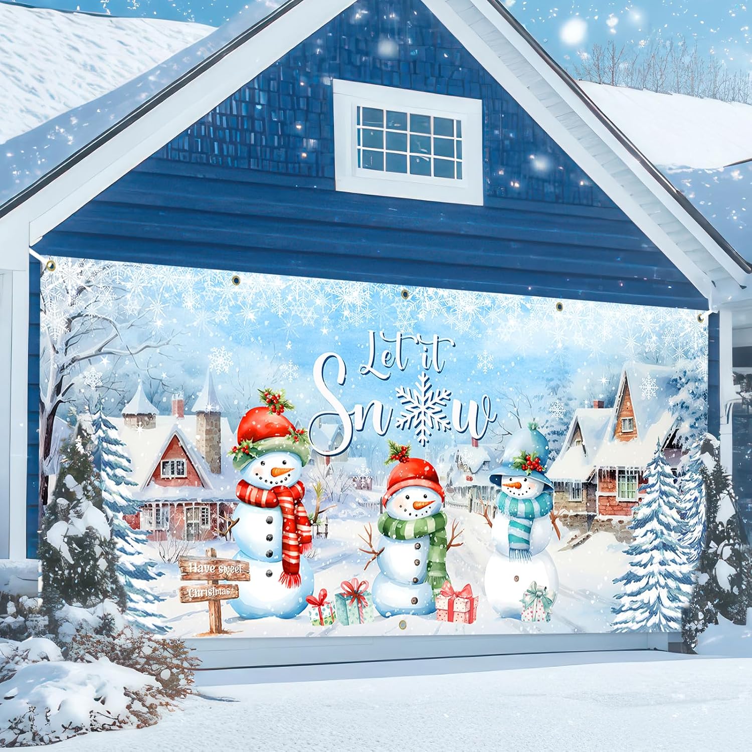 Amazon.com : Avezano Merry Christmas Garage Door Banner Dcorations ...