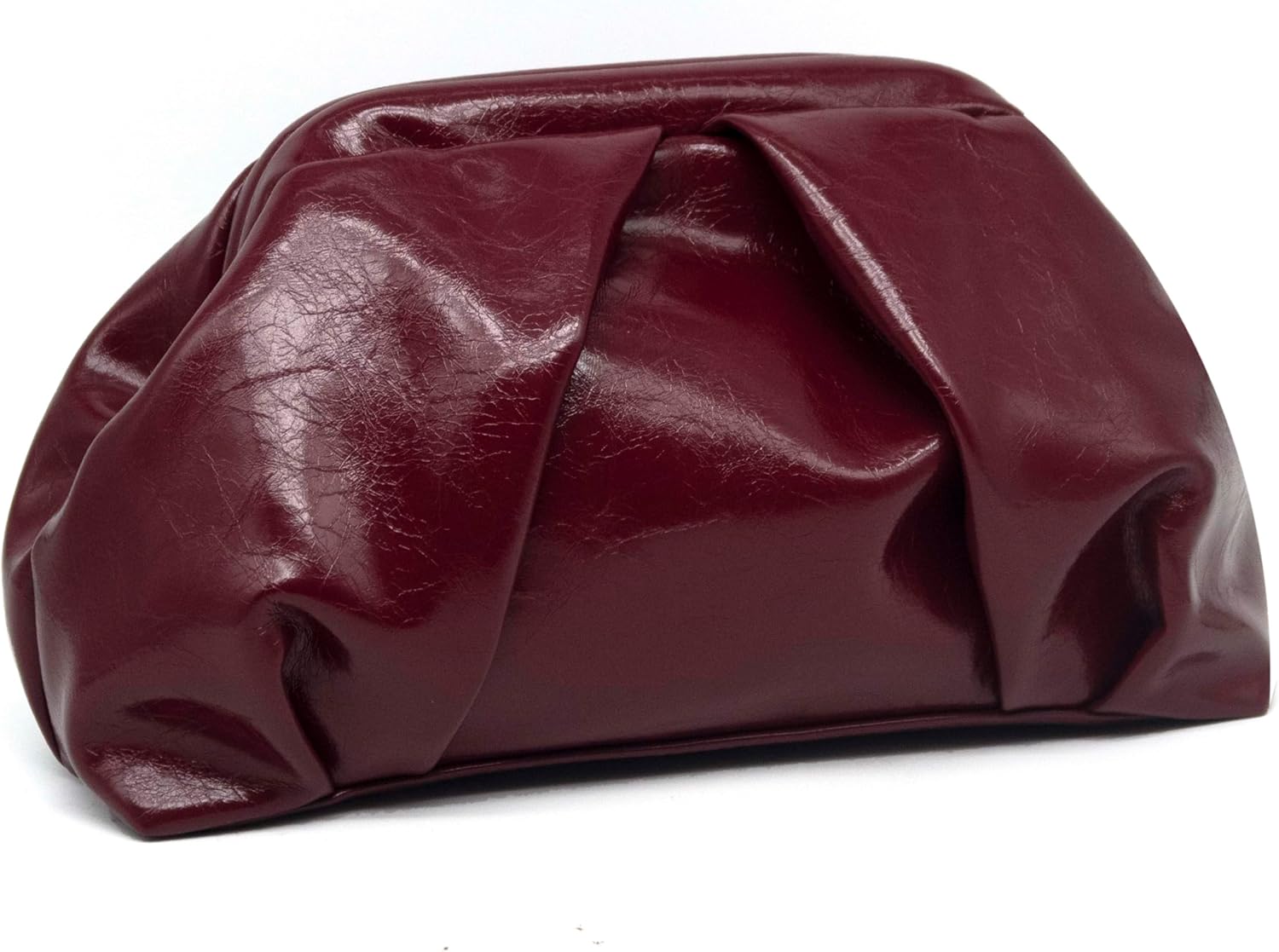 Vegan Leather Dumpling Clutch Purse for Women Ruched Bag Evening Handbag Party Wedding Elegant Handbags