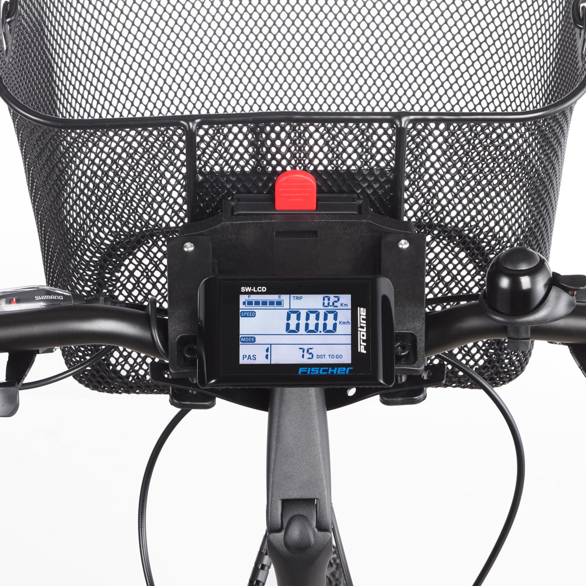 Fischer - Cestino per manubrio con fissaggio rapido, progettato appositamente per e-bike, portata 5 kg, adatto per tutti i display con una larghezza di 9 cm, tra cui per display Bosch