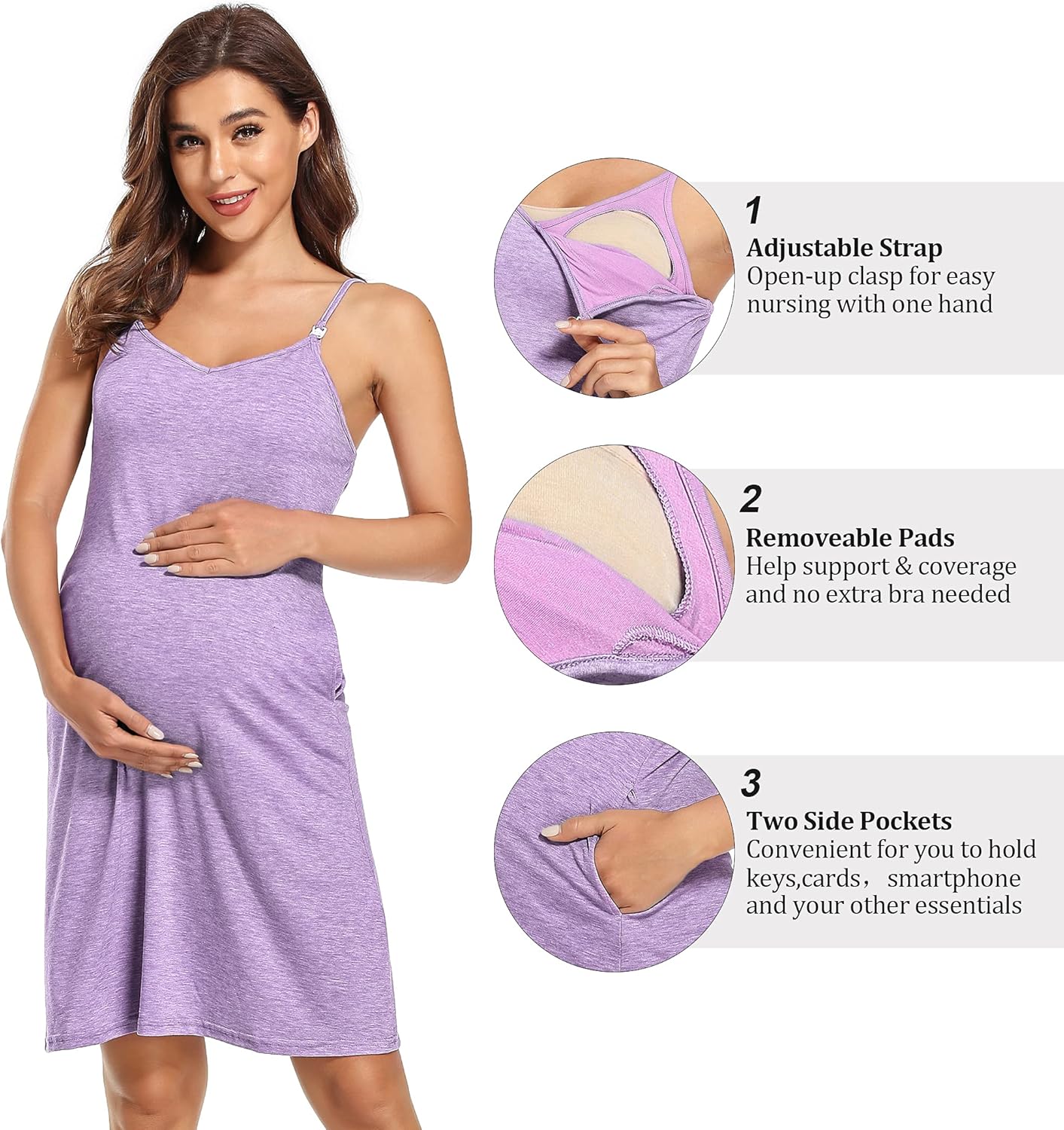 JOYMOM Adjustable Spaghetti Strap Maternity Nursing Breastfeeding Dresses with Pocket at  Women’s Clothing store