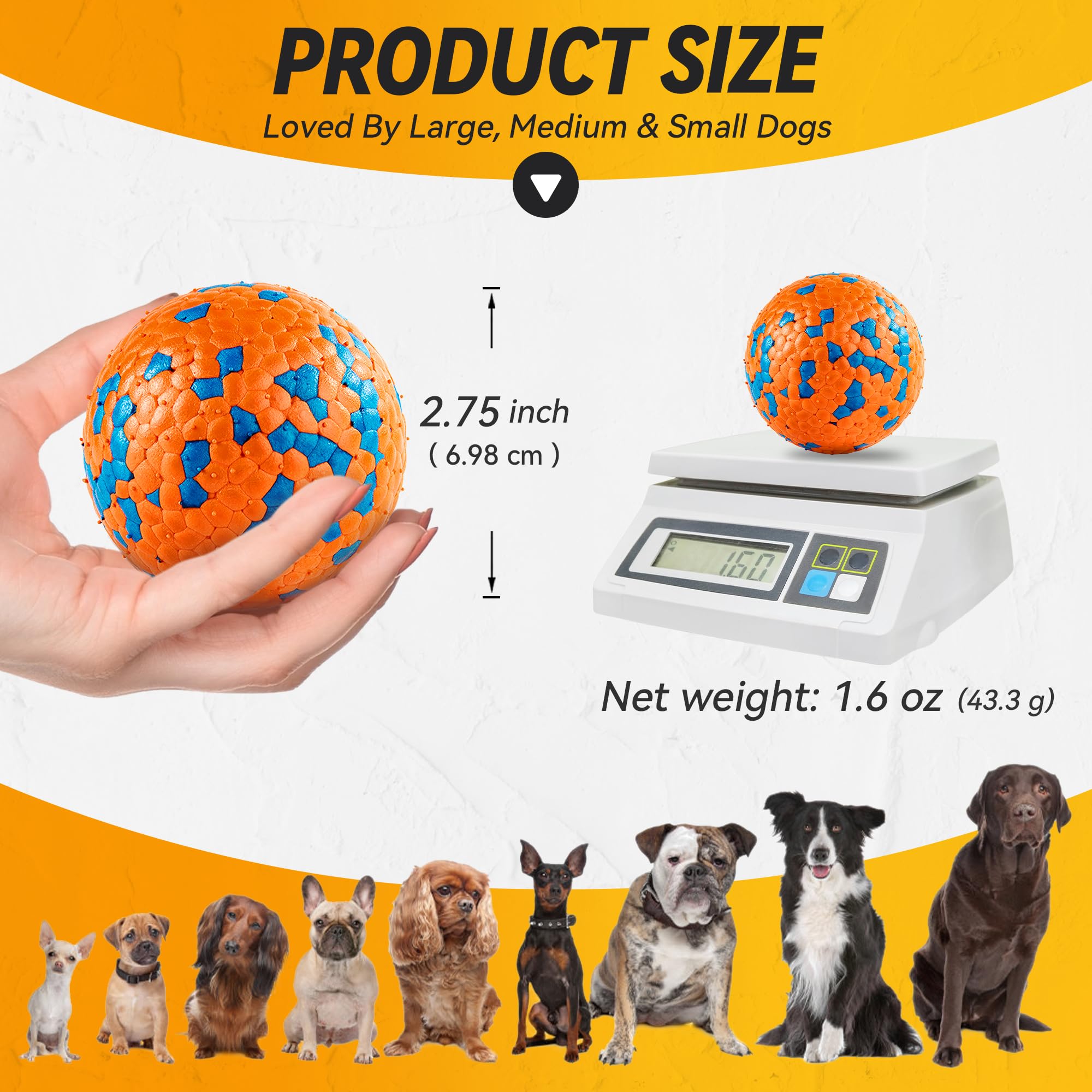 Interaktives Hundespielzeug für Langeweile, Hundestimulationsspielzeug, unzerstörbares Hundespielzeug für aggressive Kauer, Zahnen-Hundebälle, Tennisbälle für Welpen, klein, orange, 4 Stück