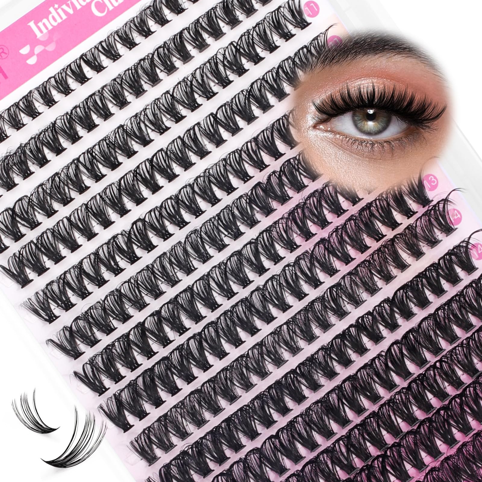 Eyelash Clusters Large Tray Individual Lashes 40D Natural Soft Lash Clusters Mixed Length Black Mink DIY Cluster Lash Extensions(40D-0.07D, 8-16mm) - 1