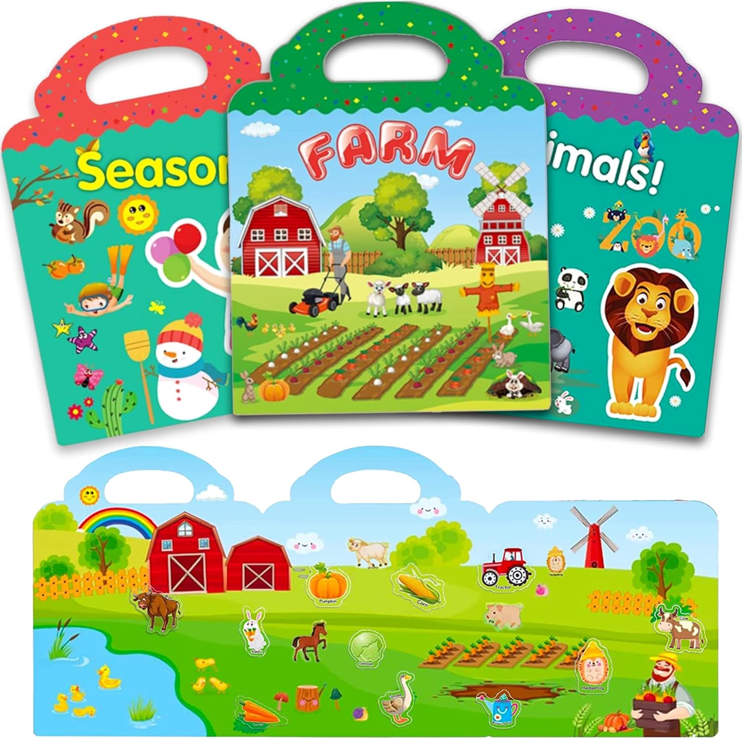 Reusable Sticker Book for Kids, 3 Sets Educational Learning