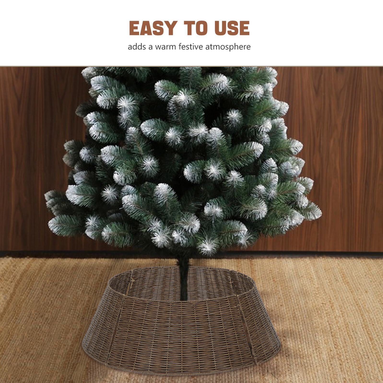 Homoyoyo Gonna Rustica per Albero di Natale Intrecciata a Mano Collare ad Anello in Rattan Naturale da 65 CM Copertura Base Decorativa Eco-Sostenibile per Arredamento Moderno e Country