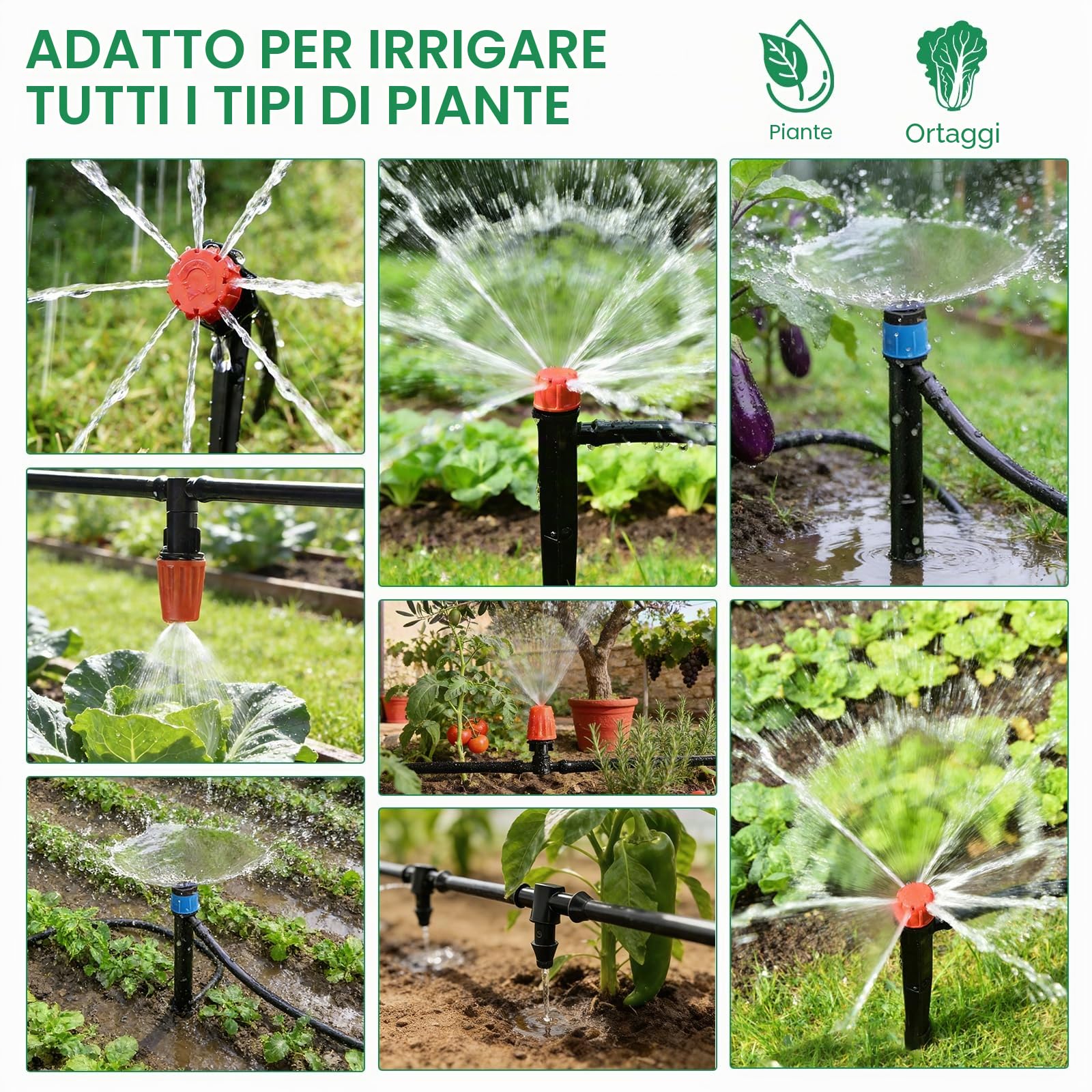 315 PCS Kit Irrigazione a Goccia per Orto con 60+15 m Tubo, Impianto Irrigazione Giardino Professionale, Sistema di Irrigaziona per Giardino Piante, Serra, Balcone Vasi, Impianto Prato