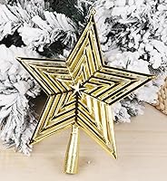 Vista 49 de YYCRAFT Adorno de Estrella con Purpurina para la Punta del Árbol Decoración Navideña - 6 Pulgadas, Rojo