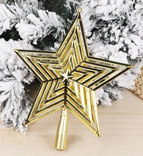 Miniatura 49 de YYCRAFT Adorno de Estrella con Purpurina para la Punta del Árbol Decoración Navideña - 6 Pulgadas, Rojo