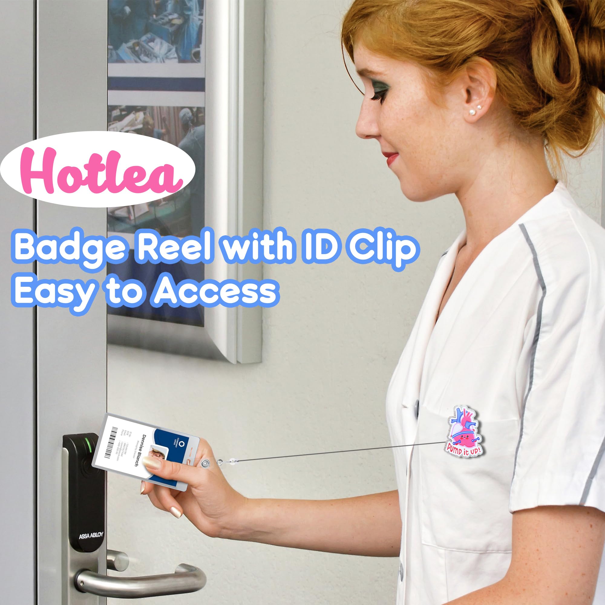 Pump It Up Heart Badge Reel with Aligator Clip Funny ID Badge Holders Cute RN LPN CNA MA PCT Badge Buddy Nursing Medical Students Nurse Accessories for Work