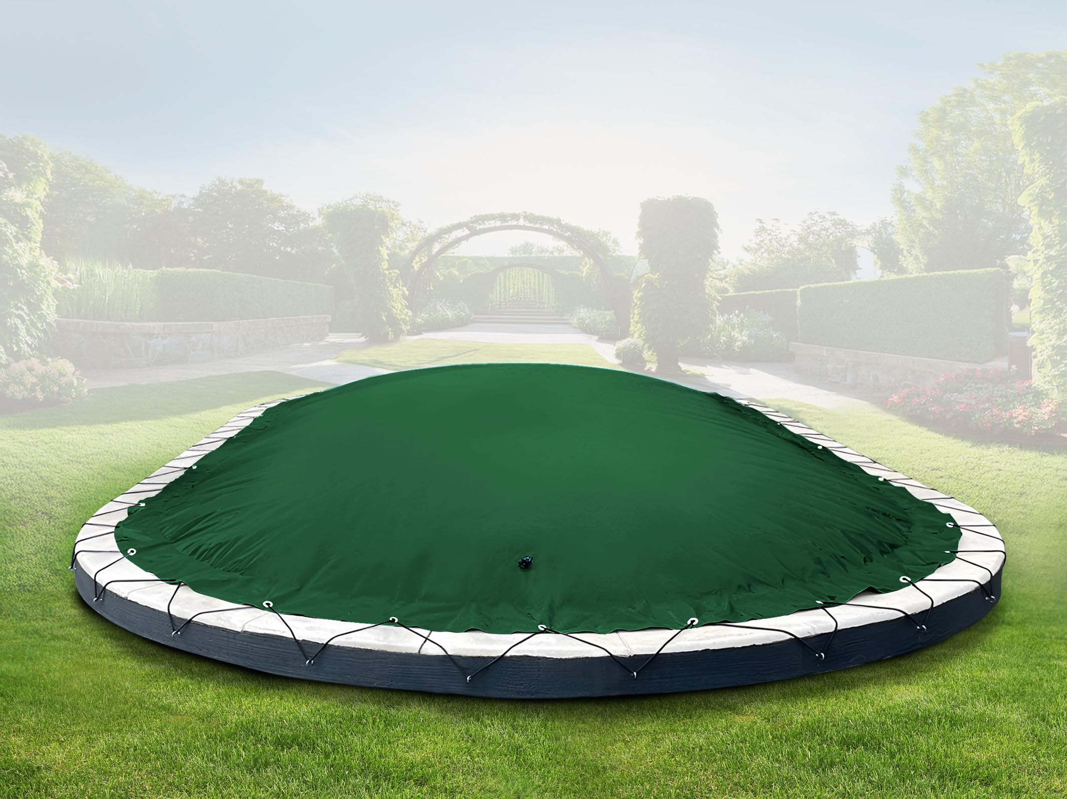 ANKO PLANEN Cubierta de Piscina Hinchable Ovalada – Lona de Cobertura Premium para Piscina – solución Ideal para el Invierno AirDeluxe (10,00m x 5,00m, Verde)
