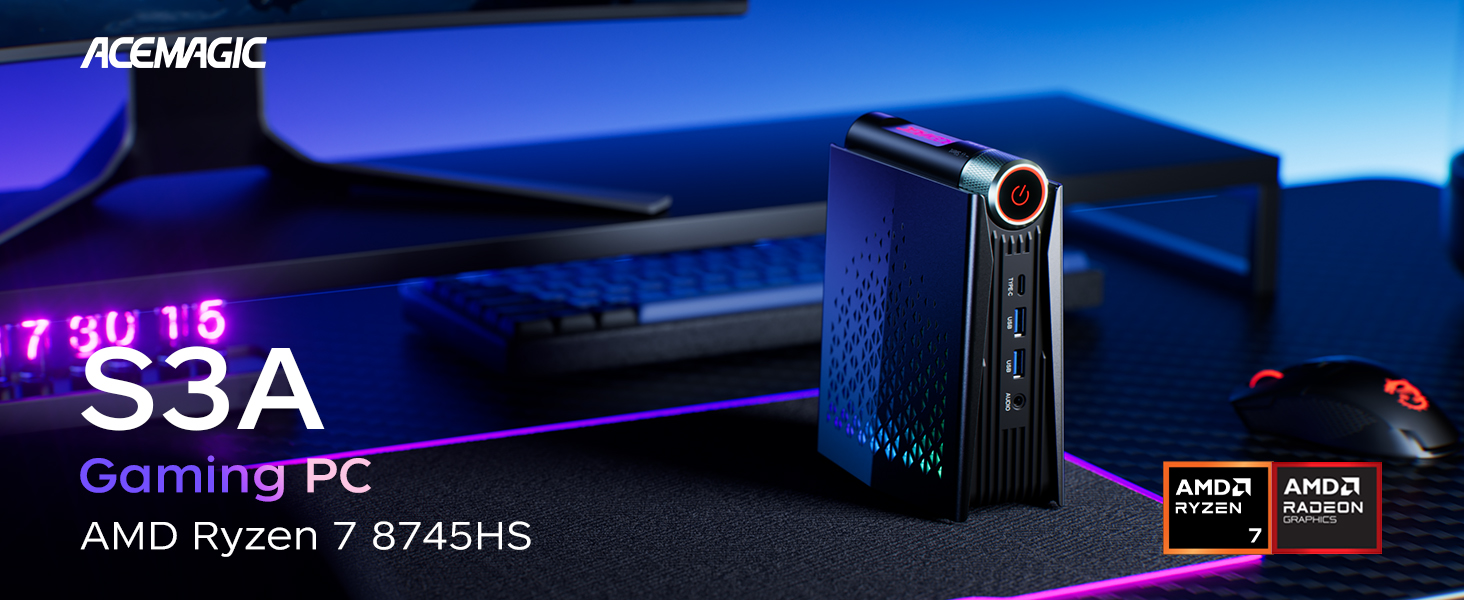 ACEMAGICIAN S3A Mini PC Gaming,AMD Ryzen 7 8745HS ,16GB DDR5