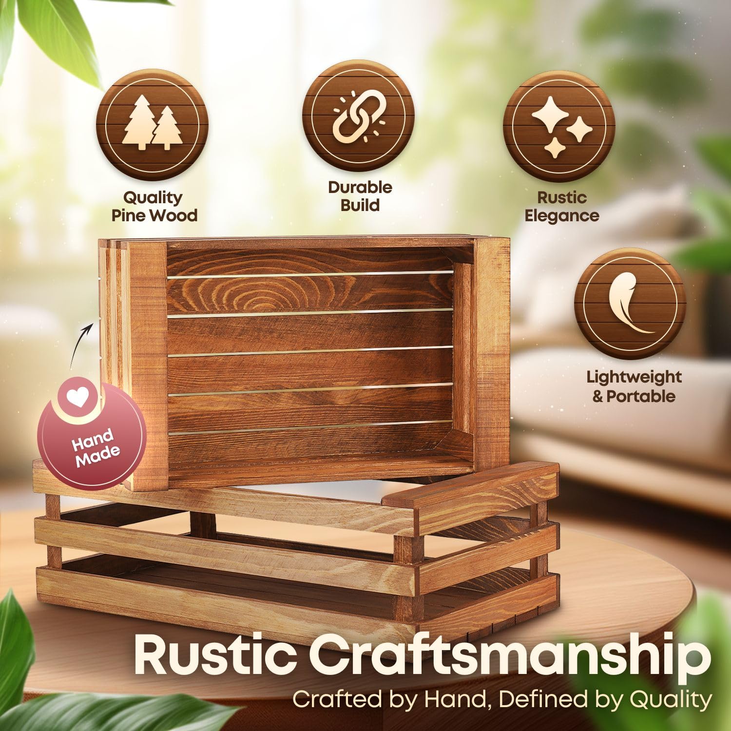 Amazon.com: Flexzion Wooden Crate Box with Handles - 2 Pack