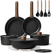 CAROTE 19pcs Pots and Pans Non Stick, Cookware Sets Detachable Handle, Induction Kitchen Pots and Pans,NonStick Cooking Set, Oven/Dishwasher/Fridge Safe, Space Saving