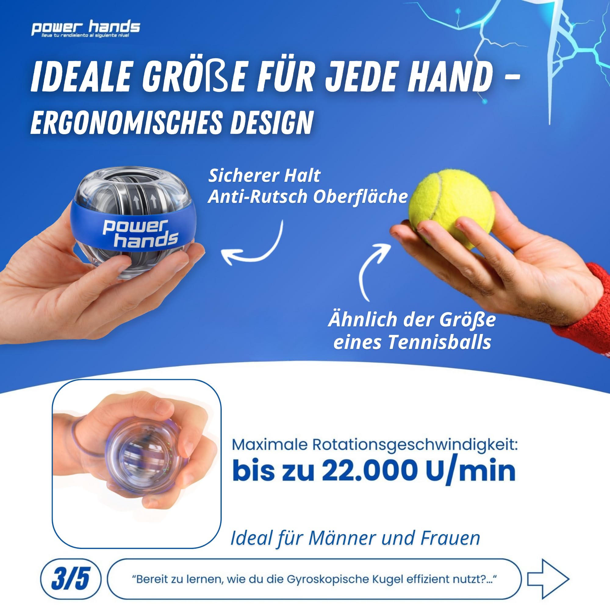 Gyro Ball – Hand-Gyroskop zur Stärkung, Rehabilitation und Erholung von Hand, Handgelenk und Unterarm beim Training