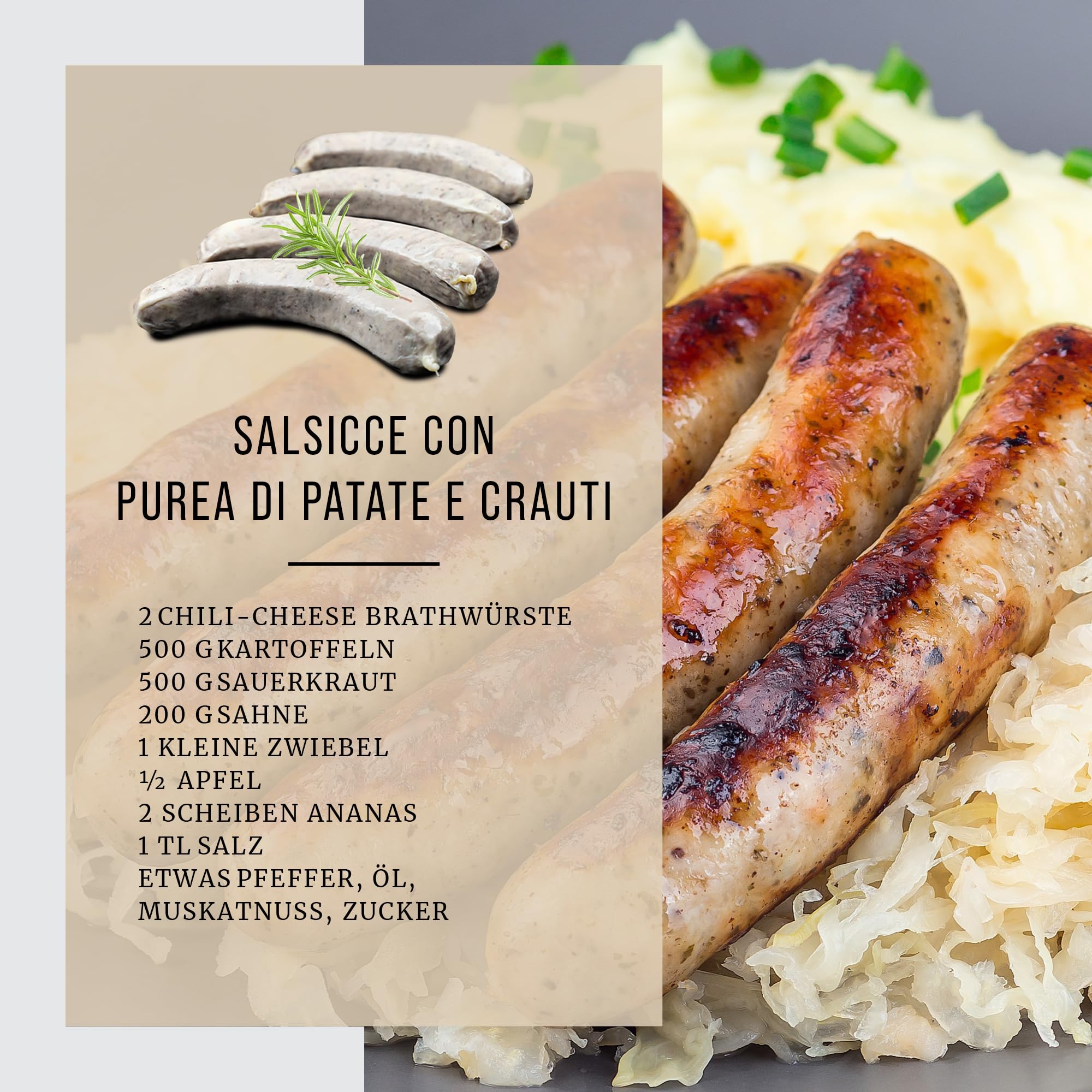 Büffel Bill Chili Cheese Bratwurst I 2x4 Würstchen á 100 g bestehend aus Büffelfleisch & Schweinefleisch I Büffelwurst feurig verfeinert mit roter Chili
