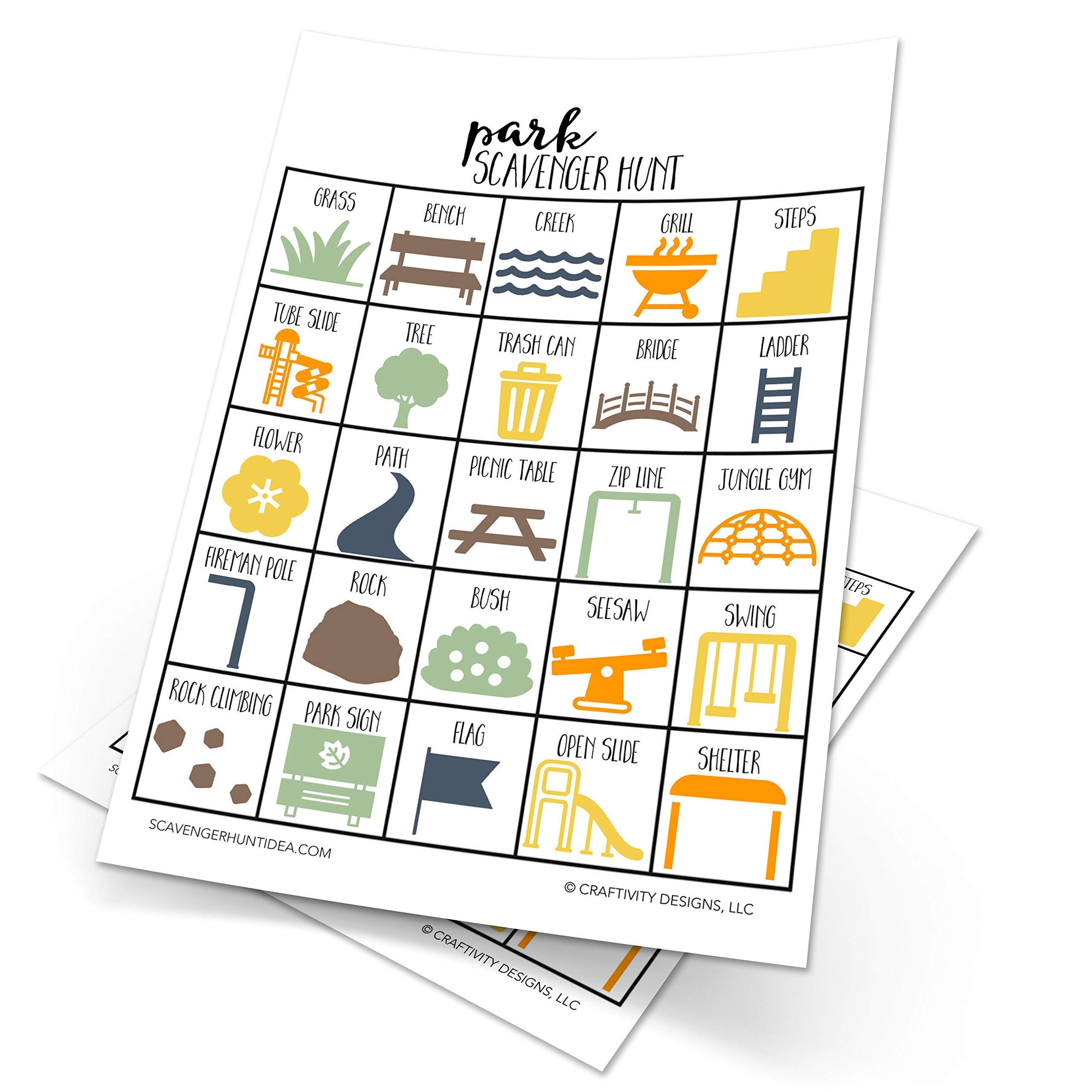 Park Scavenger Hunt Games for Kids, Outdoor or Indoor, Birthday Party, Road Trip, Travel Activities, 10 Dry Erase Markers and Cards, Educational Family Game Night