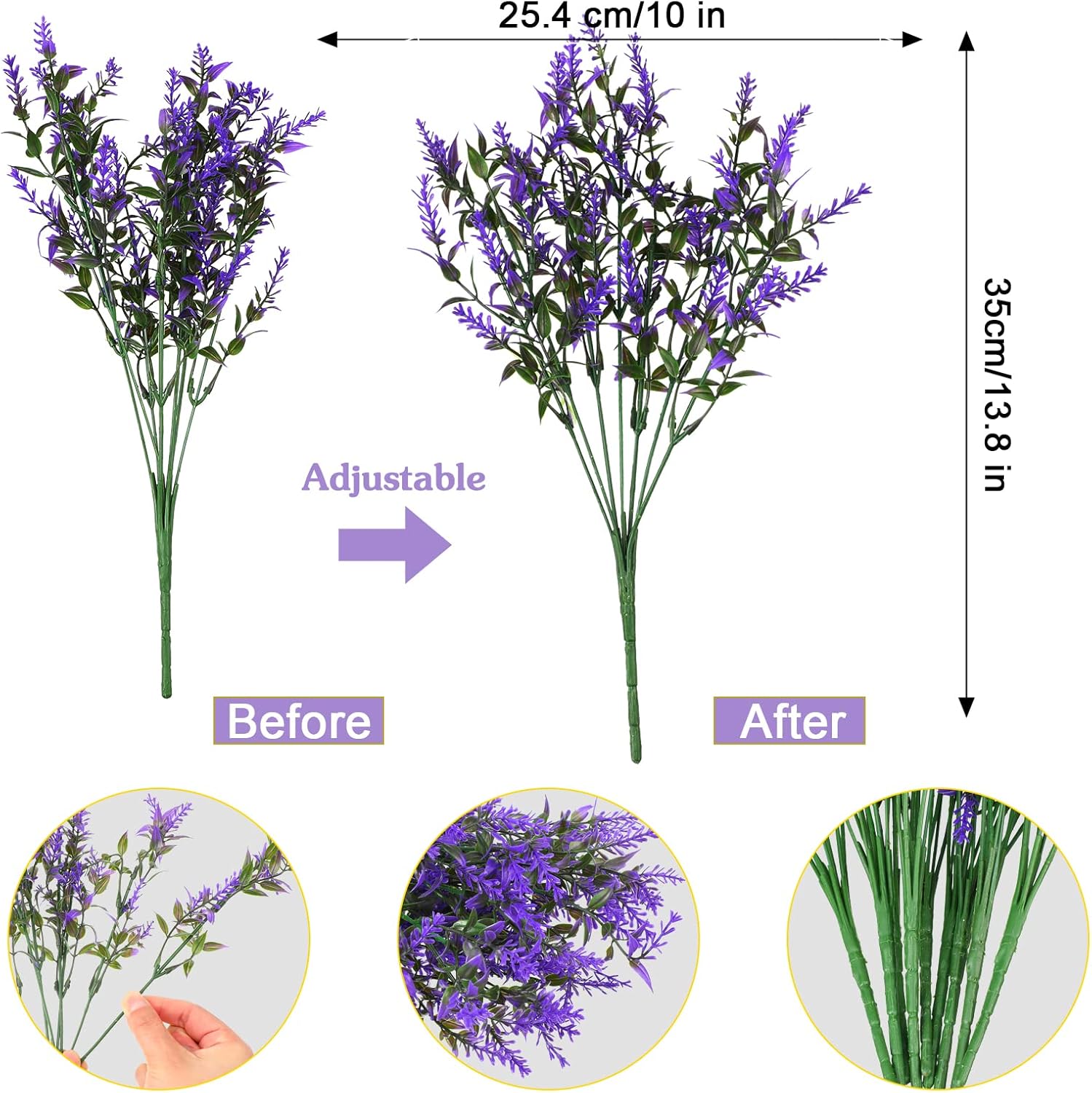 Janinka 80 Bundles Artificial Lavender Flowers False Outdoor Flowers UV Resistant Plastic Artificial Plants Fake Shrubs Bouquet Greenery Bushes for Outdoor Garden Home (Purple)